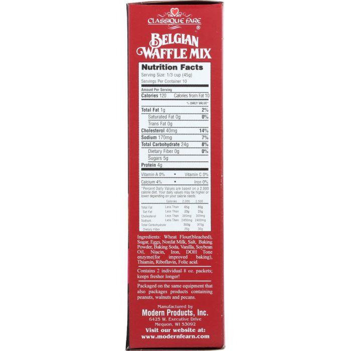 CLASSIQUE FARE: Belgian Waffle Mix, 16 oz