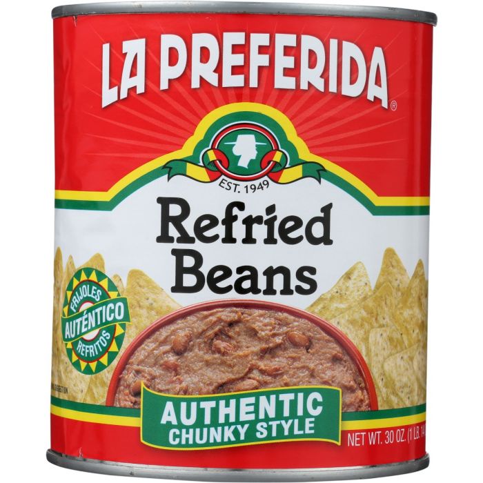 LA PREFERIDA: Authentic Chunky Style Refried Beans, 30 oz