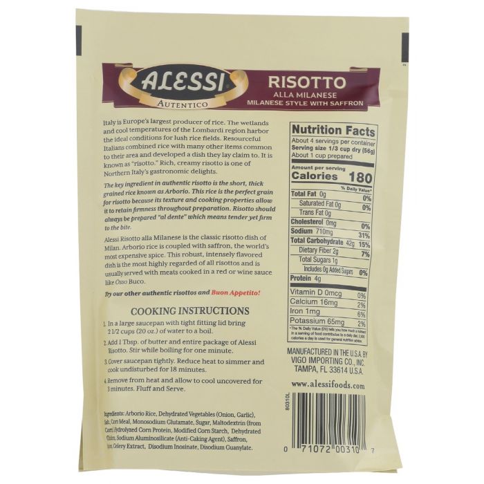 ALESSI: Risotto Alla Milanese Style With Saffron, 8 oz