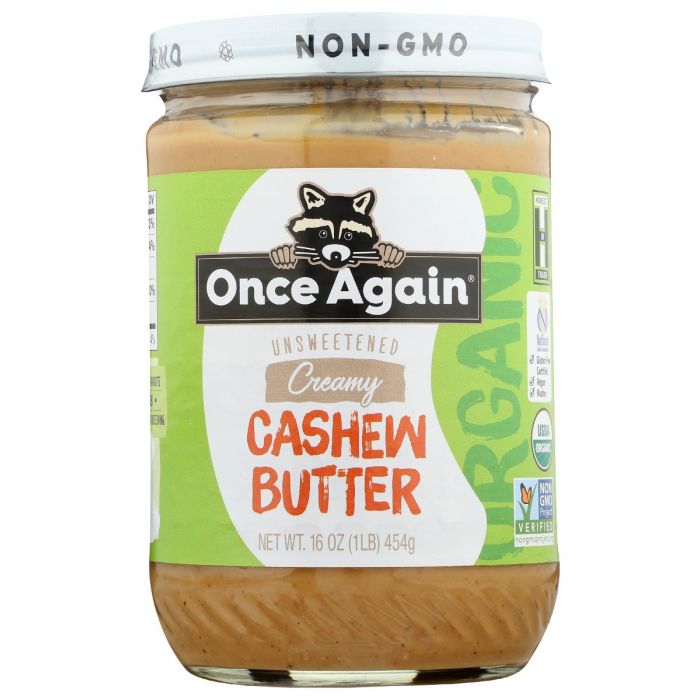 ONCE AGAIN: Organic  Unsweetened Creamy Cashew Butter, 16 oz