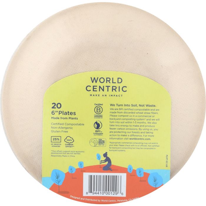 WORLD CENTRIC: Ripple Edge Fiber Plates 6 Inches, 20 pc