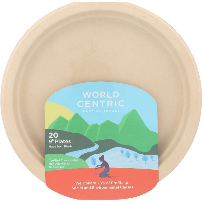 WORLD CENTRIC: Fiber Plates 9 Inches, 20 pc