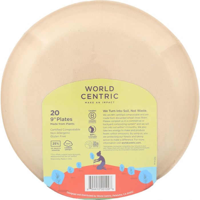 WORLD CENTRIC: Fiber Plates 9 Inches, 20 pc