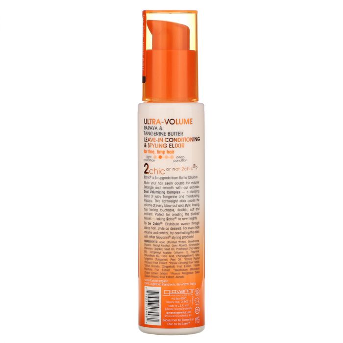 GIOVANNI COSMETICS: 2Chic Ultra Volume Leave In Conditioning & Styling Elixir, 4 oz