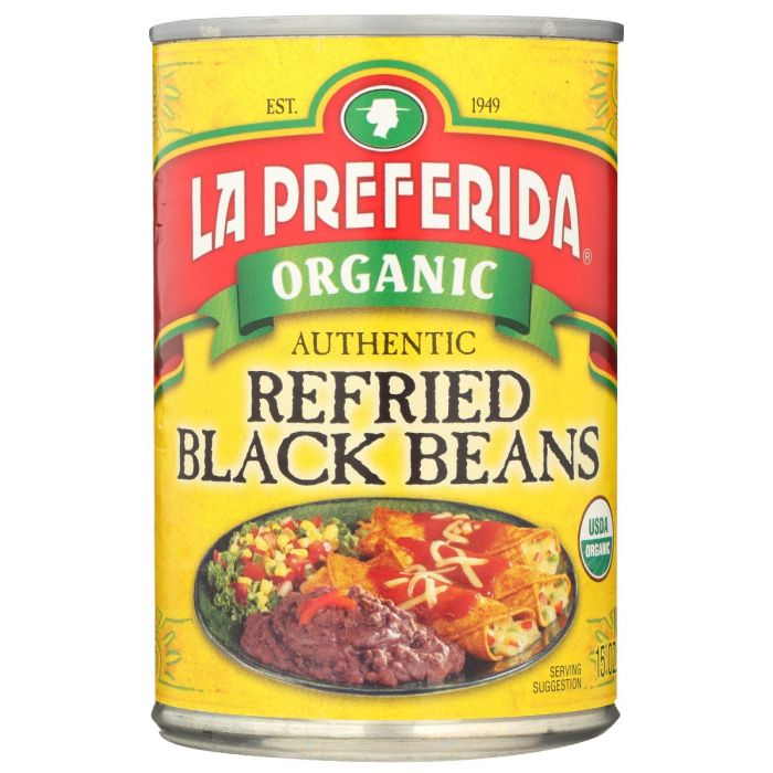 LA PREFERIDA: Organic Authentic Refried Black Beans, 15 oz