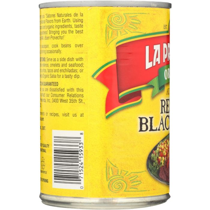 LA PREFERIDA: Organic Authentic Refried Black Beans, 15 oz