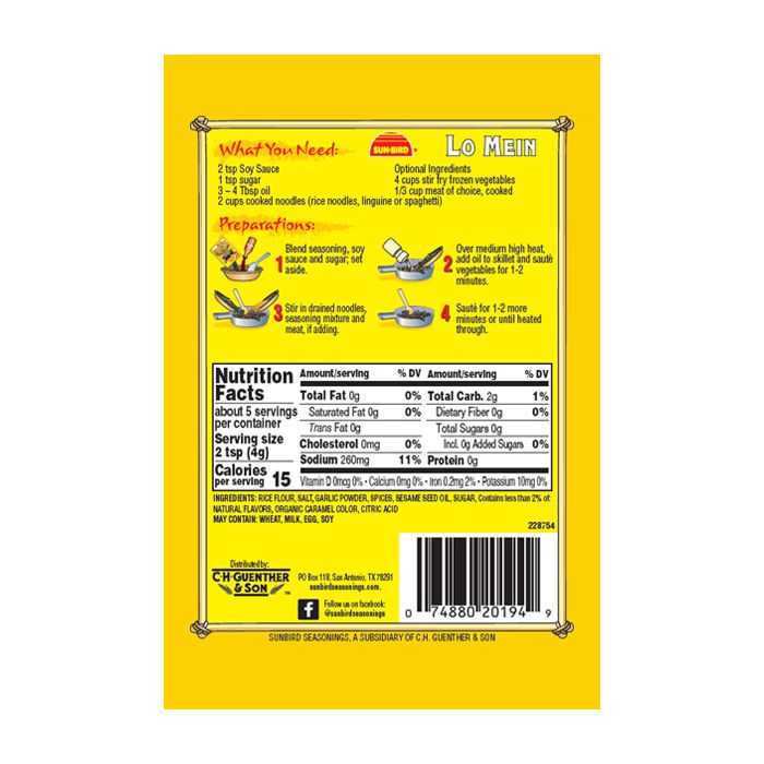 SUNBIRD: Mix Ssnng Low Mein, 0.74 oz