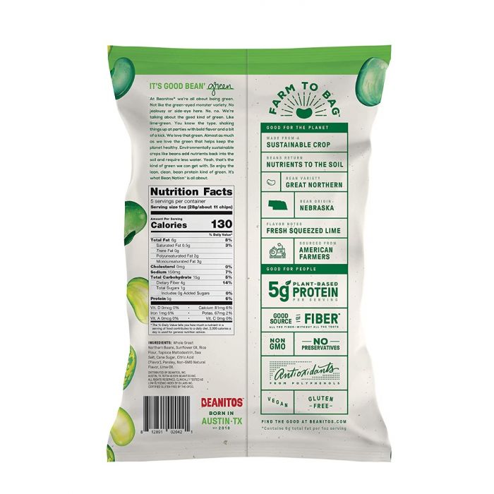 BEANITOS: Lime White Bean Chips, 5 oz