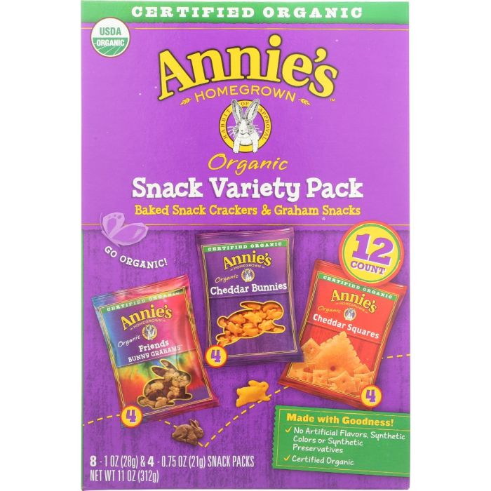 ANNIES HOMEGROWN: Organic Snack Variety Pack 12Ct, 11 oz