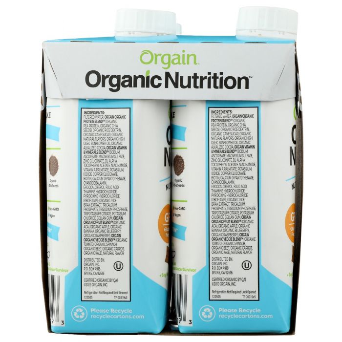 ORGAIN: Vegan Prtn Rtd Choc 4Pk, 44 fo