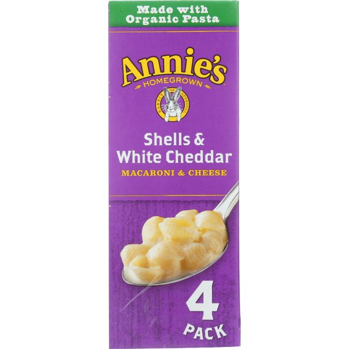 ANNIES HOMEGROWN: Shells & White Cheddar Macaroni & Cheese 4 Pack, 24 oz