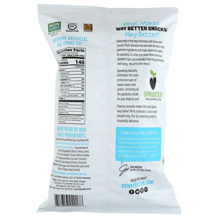 WAY BETTER SNACKS: Chip Tortilla Avcdo Rnch, 5.5 oz