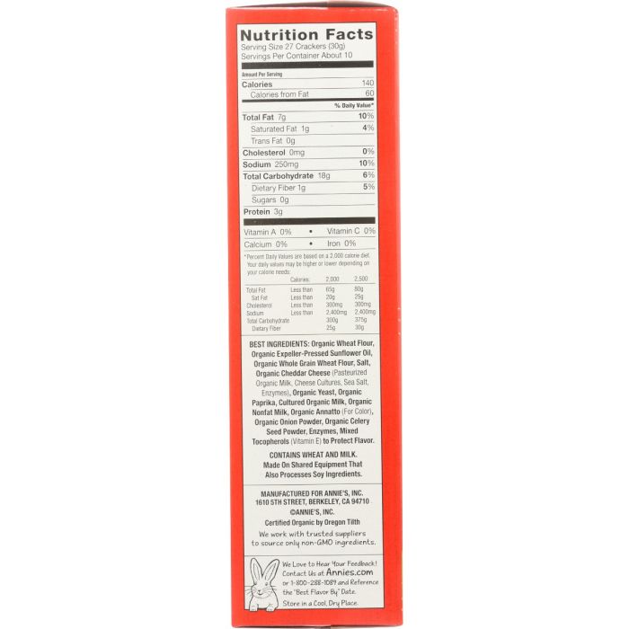 ANNIES HOMEGROWN: Organic Cheddar Squares Baked Snack Crackers, 11.25 oz