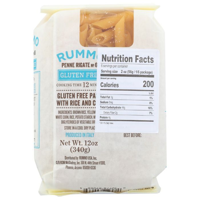 RUMMO: Gluten Free Penne Rigate Pasta, 12 oz