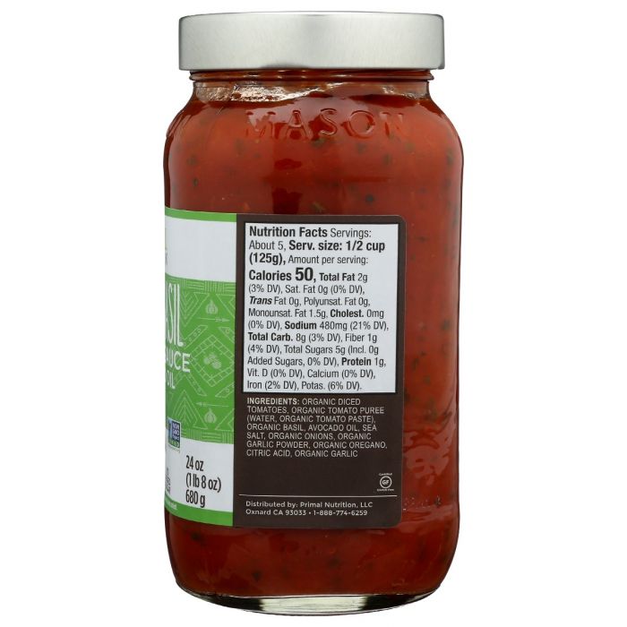 PRIMAL KITCHEN: Tomato Basil Marinara Sauce, 24 oz