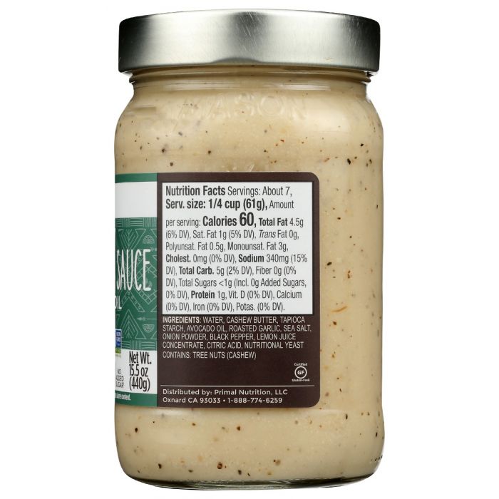 PRIMAL KITCHEN: No Dairy Garlic Alfredo Sauce, 15.5 oz