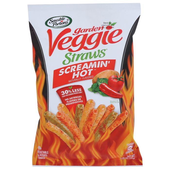 SENSIBLE PORTIONS: Garden Veggie Straws Screamin Hot, 4.25 oz