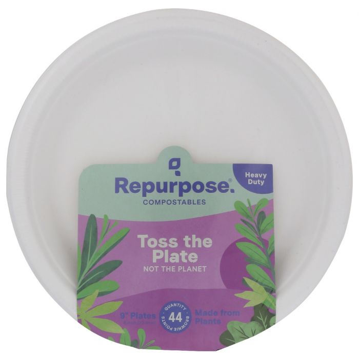 REPURPOSE: Bagasse Dinner Plates 9 Inches, 44 pc