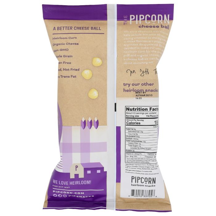 PIPCORN: Cheese Balls White Chddr, 4.5 oz