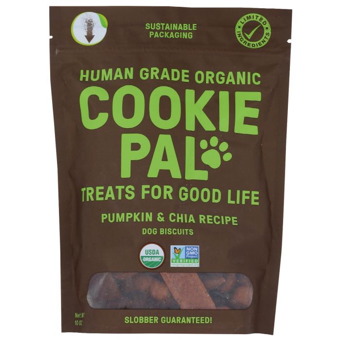 COOKIE PAL: Organic Pumpkin & Chia Recipe Dog Biscuits, 10 oz