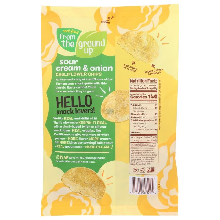 FROM THE GROUND UP: Cauliflower Chips Sour Cream And Onion Flavor, 3.5 oz