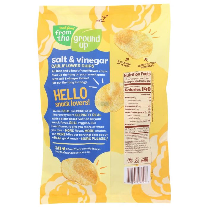 FROM THE GROUND UP: Cauliflower Chips Salt And Vinegar, 3.5 oz