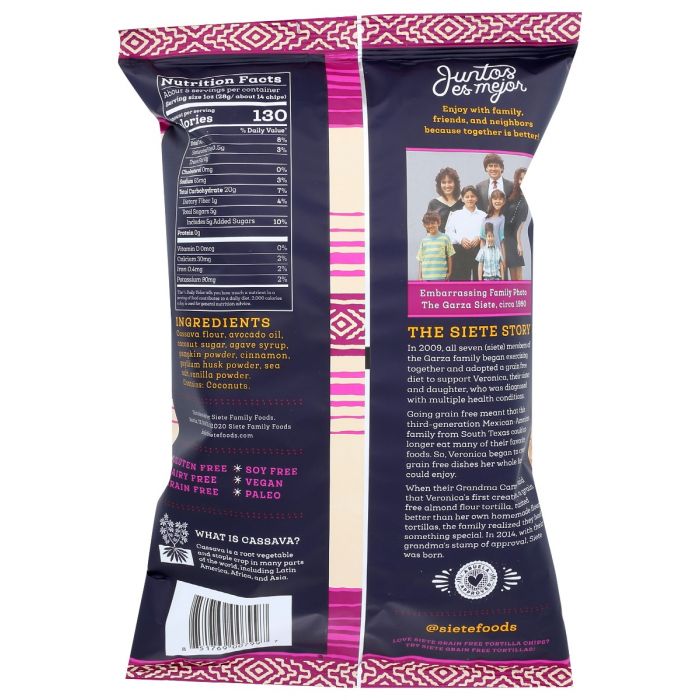 SIETE: Grain Free Cinnamon Chips Churro Strips, 5 oz