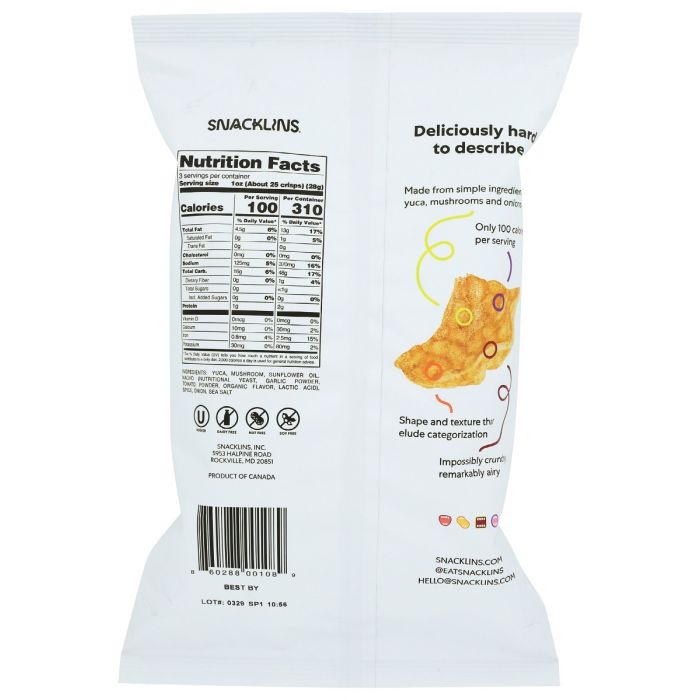 SNACKLINS: Nacho Plant Crisps, 3 oz