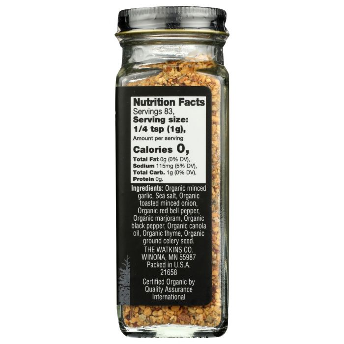 WATKINS: 1868 Organic Grilling Garlic And Herb Seasoning, 2.9 oz