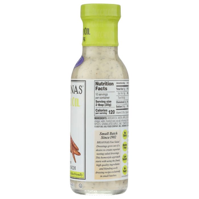 BRIANNAS: Dairy Free Garden Ranch Avocado Oil Dressing, 10 oz