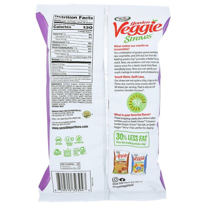 SENSIBLE PORTIONS: Garden Veggie Straws Sour Cream And Onion, 4.25 oz