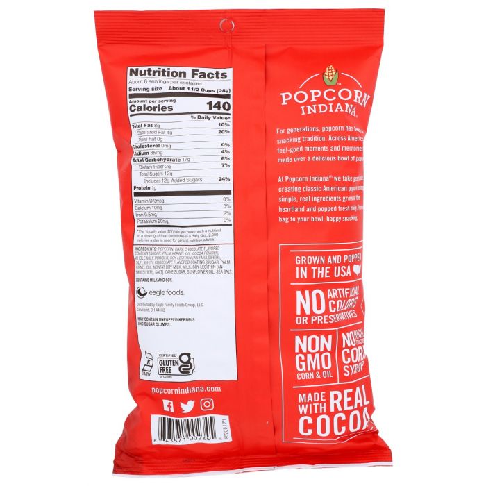 POPCORN INDIANA: Black & White Fudge Drizzle Popcorn, 6 oz