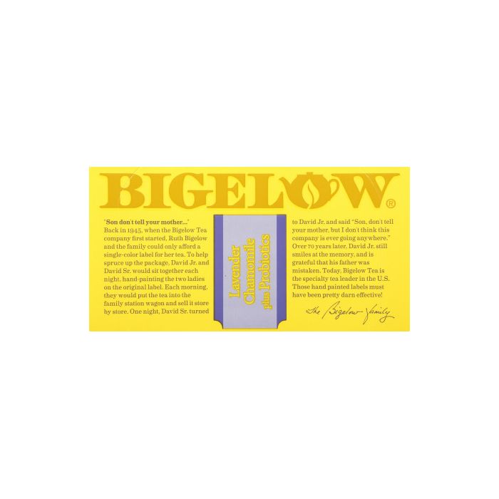 BIGELOW: Lavender Chamomile Herbal Tea with Probiotics 18 Bags, 0.98 oz