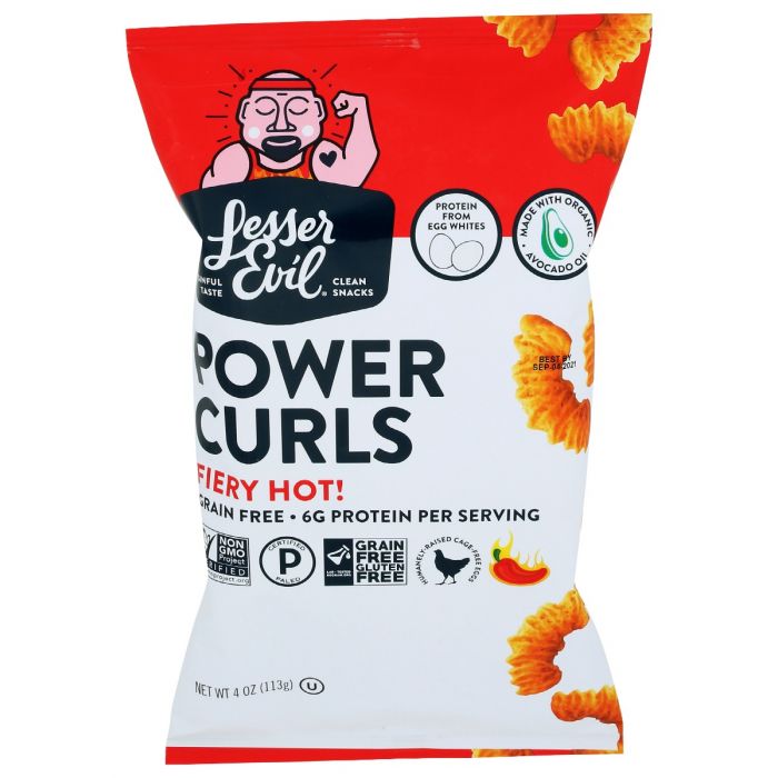 LESSER EVIL: Power Curls Fiery Hot, 4 oz