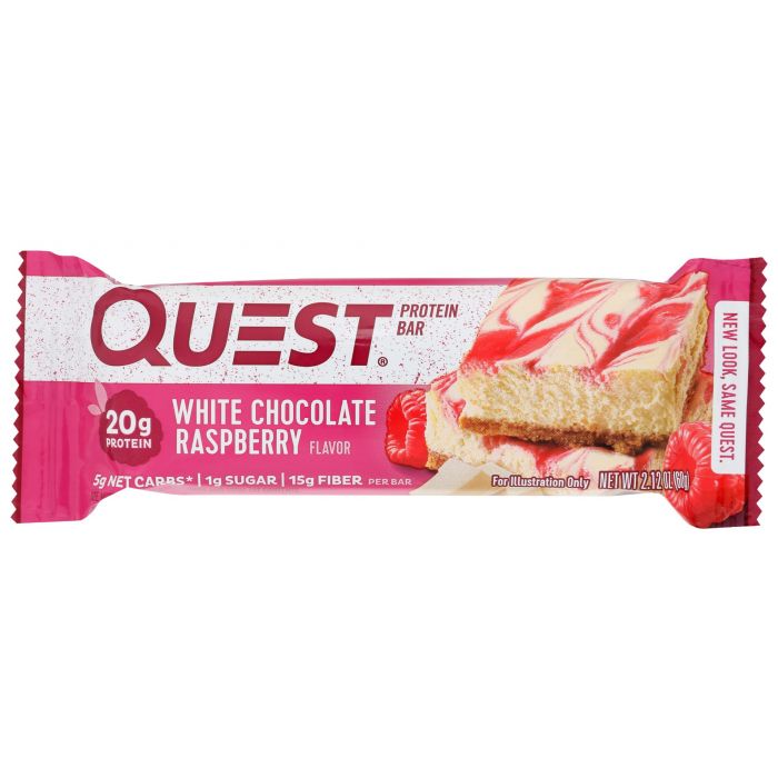 QUEST: Bar White Choc Raspbry, 2.12 oz