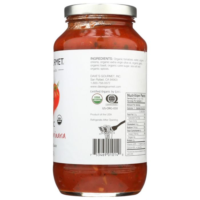 DAVES GOURMET: Sauce Hearty Marinara Org, 25.5 oz