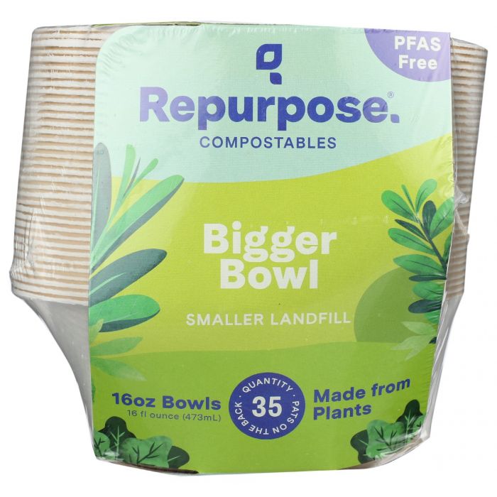 REPURPOSE: Bowls Bagasse 35Ct, 35 ea