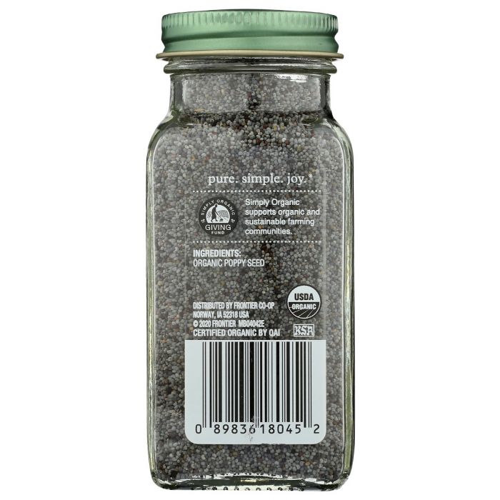 SIMPLY ORGANIC: Poppy Seed Whole Org, 3.38 oz