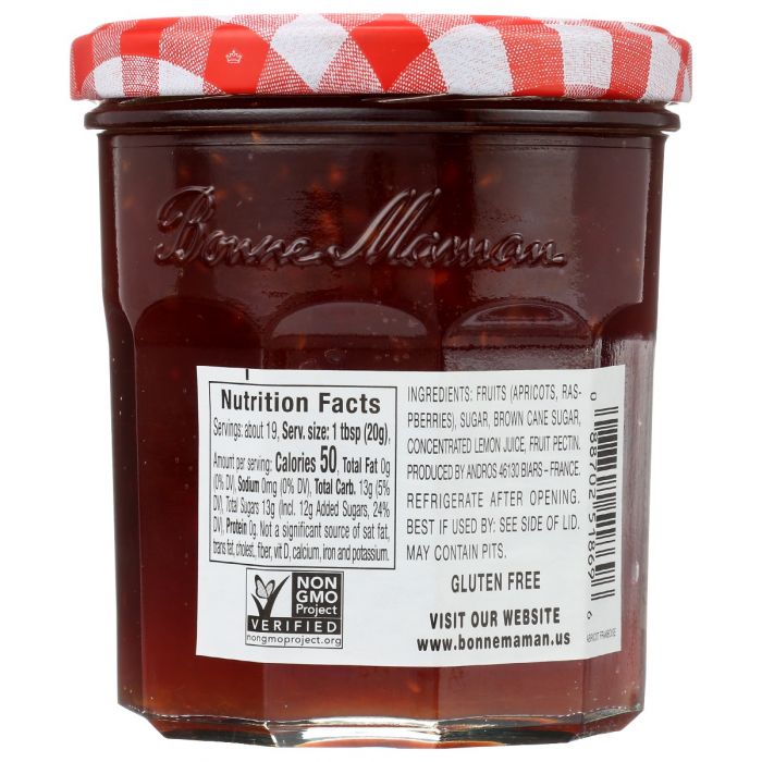 BONNE MAMAN: Preserve Aprct Rspbrry, 13 oz