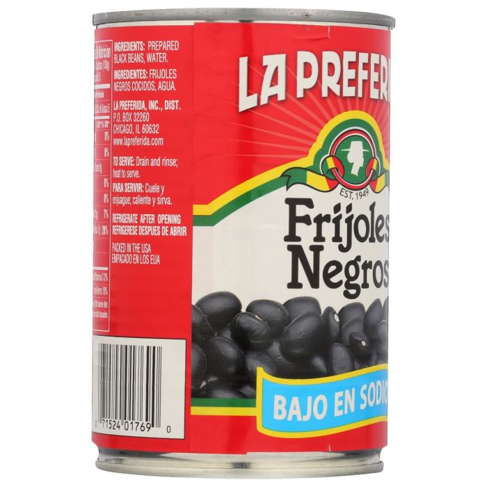 LA PREFERIDA: Bean Blk Low Sodium, 15 oz