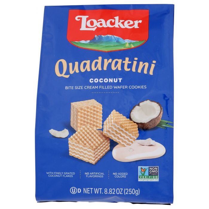 LOACKER: Wafer Qudrtni Coconut 250G, 8.82 oz