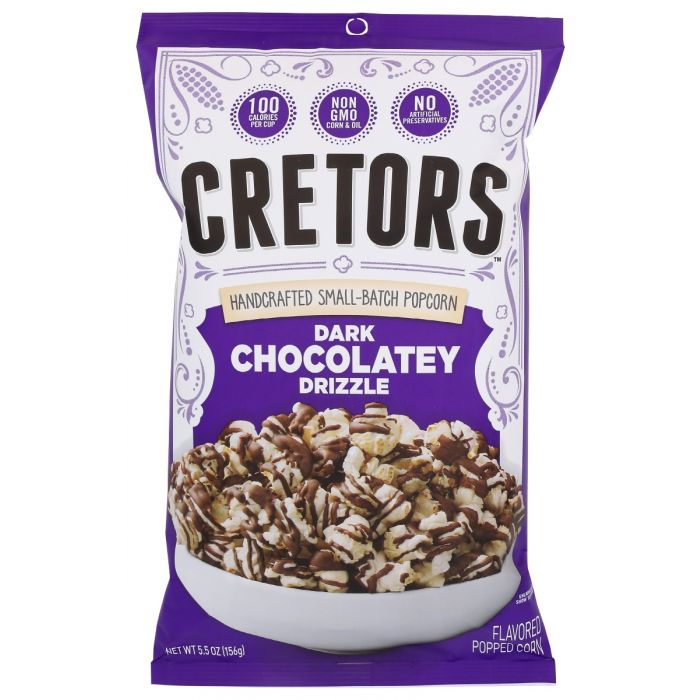 GH CRETORS: Popcorn Dk Choc Drzl, 5.5 oz