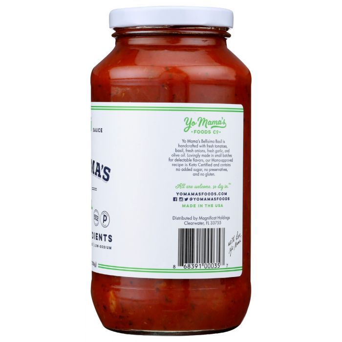 YO MAMAS FOODS: Sauce Tomato Basil, 25 oz