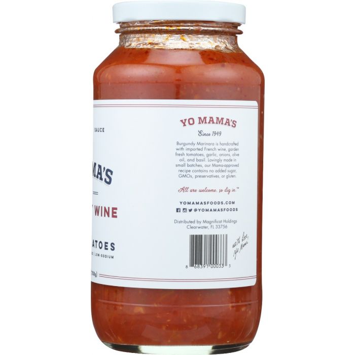 YO MAMAS FOODS: Sauce Tomato Burgndy Wine, 25 oz