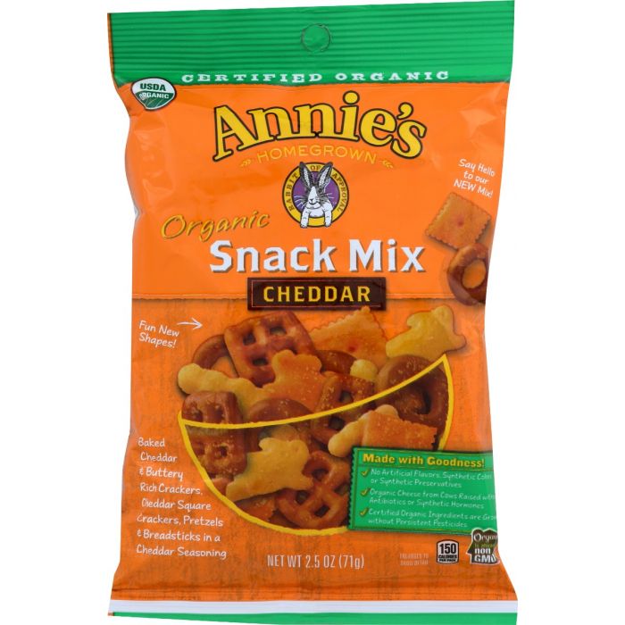 ANNIES HOMEGROWN: Snack Mix Cheddar Org, 2.5 oz