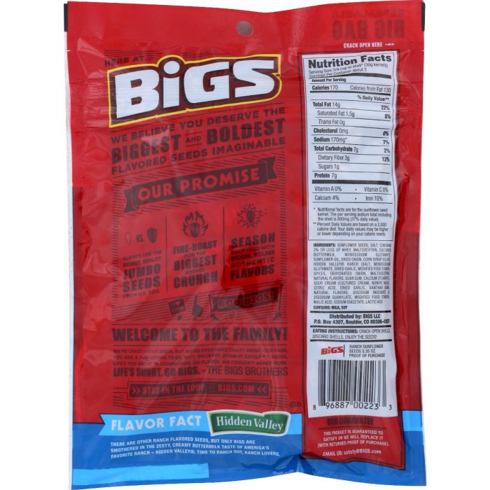 BIGS: Seed Snflwr Hddn Vly Ranch, 5.35 oz