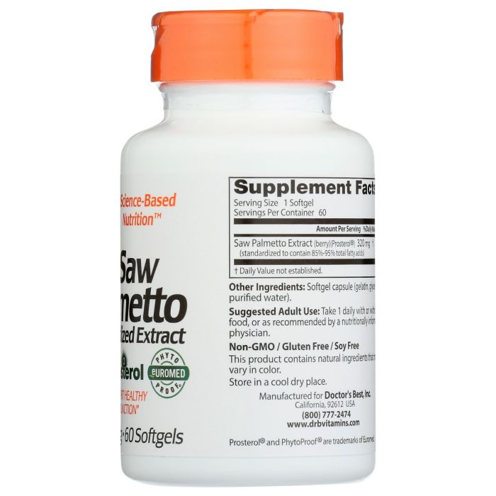 DOCTORS BEST: Saw Palmetto 320Mg, 60 sg