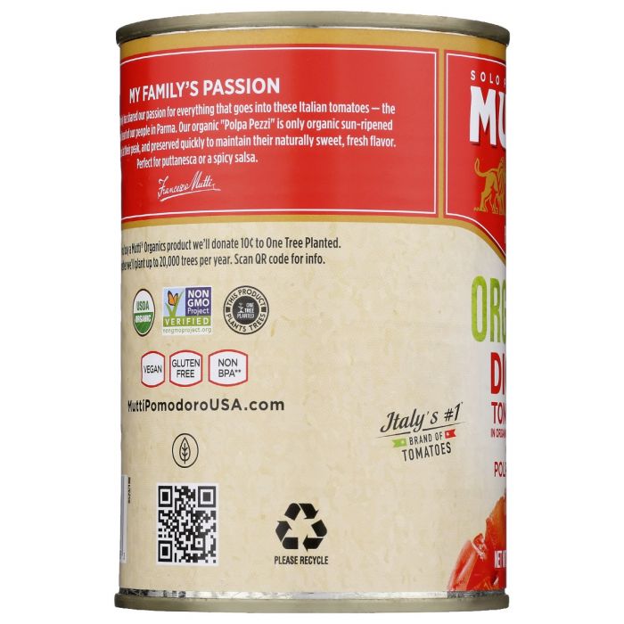 MUTTI: Tomatoes Diced Org, 14 oz