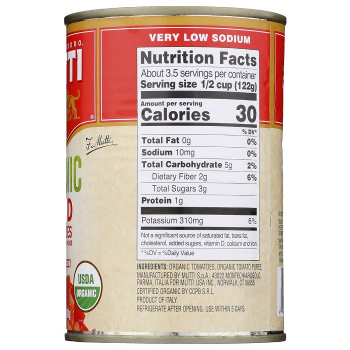 MUTTI: Tomatoes Diced Org, 14 oz