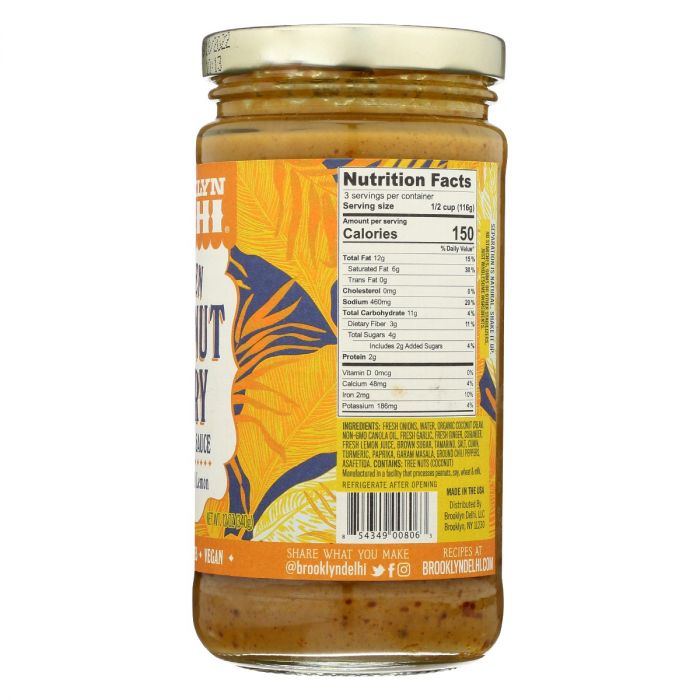 BROOKLYN DELHI: Sauce Simmer Ccnut Curry, 12 oz